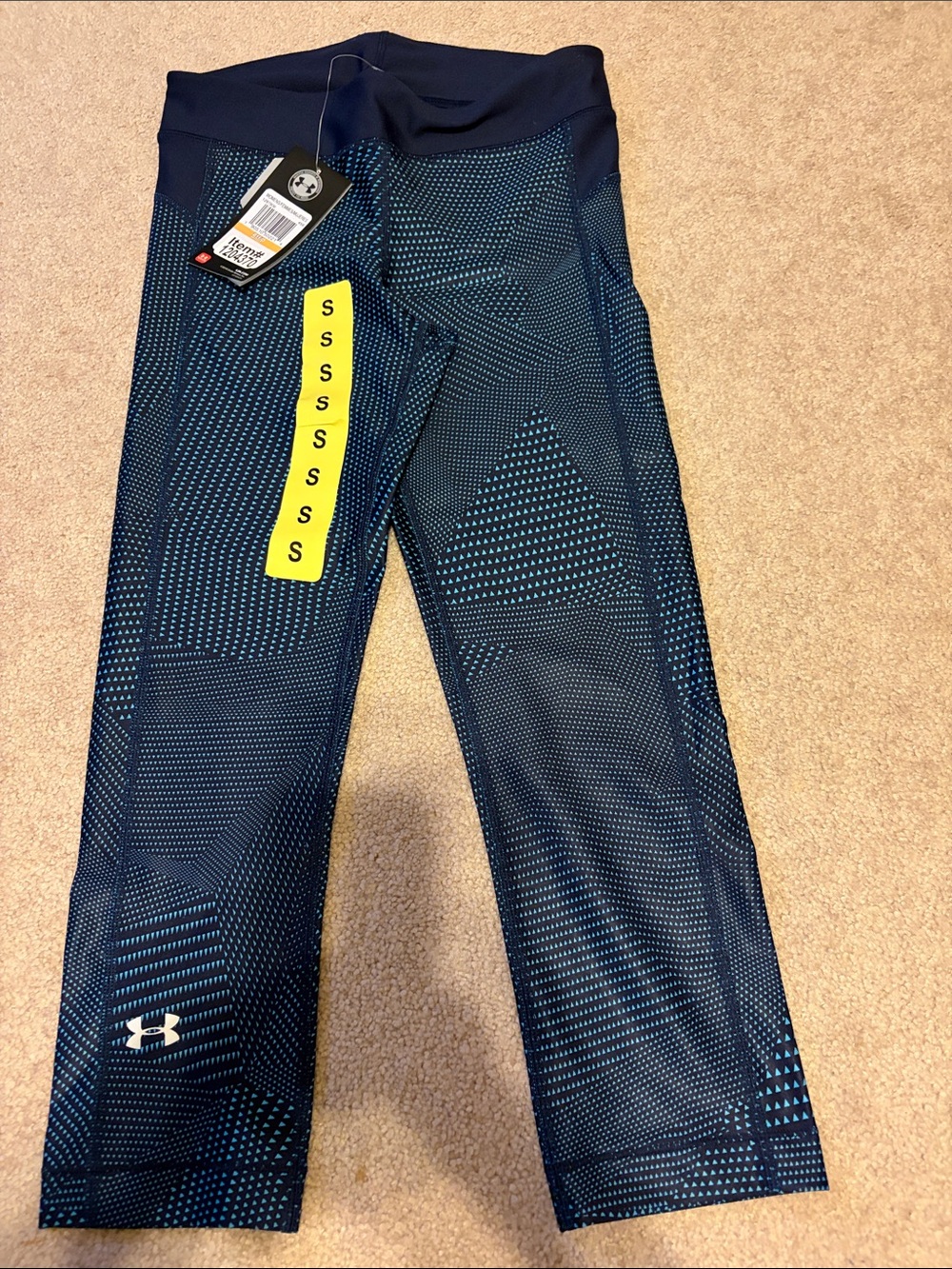 Under Armour Navy and Light Blue Geometric Capri Leggings